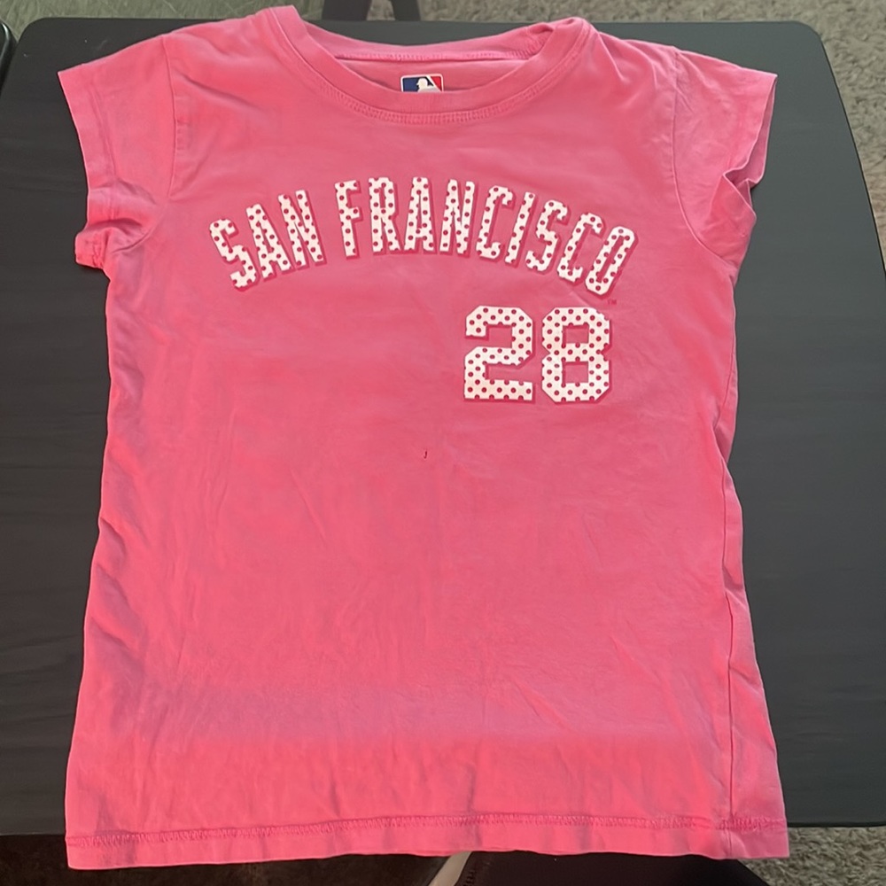 San Francisco Giants (MLB) - Buster Posey 28 - pink t-shirt (kids size 4/5) - Picture 2 of 3